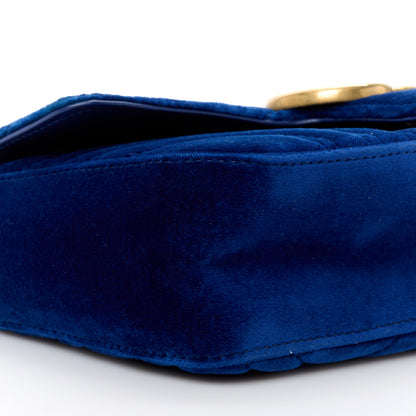 Gucci Velvet Matelasse Mini GG Marmont Shoulder Bag Cobalt Blue 10 of 14