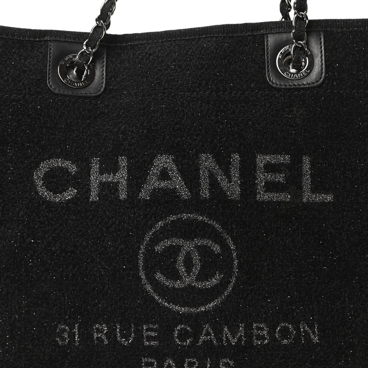 Lurex Canvas Small Deauville Tote Black