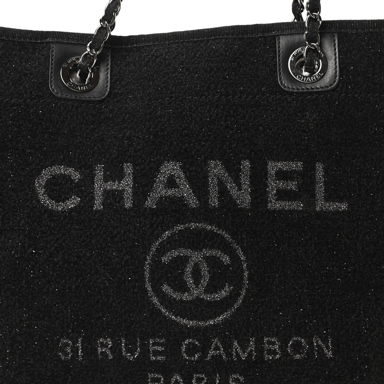 Chanel Lurex Canvas Small Deauville Tote Black 8 of 10