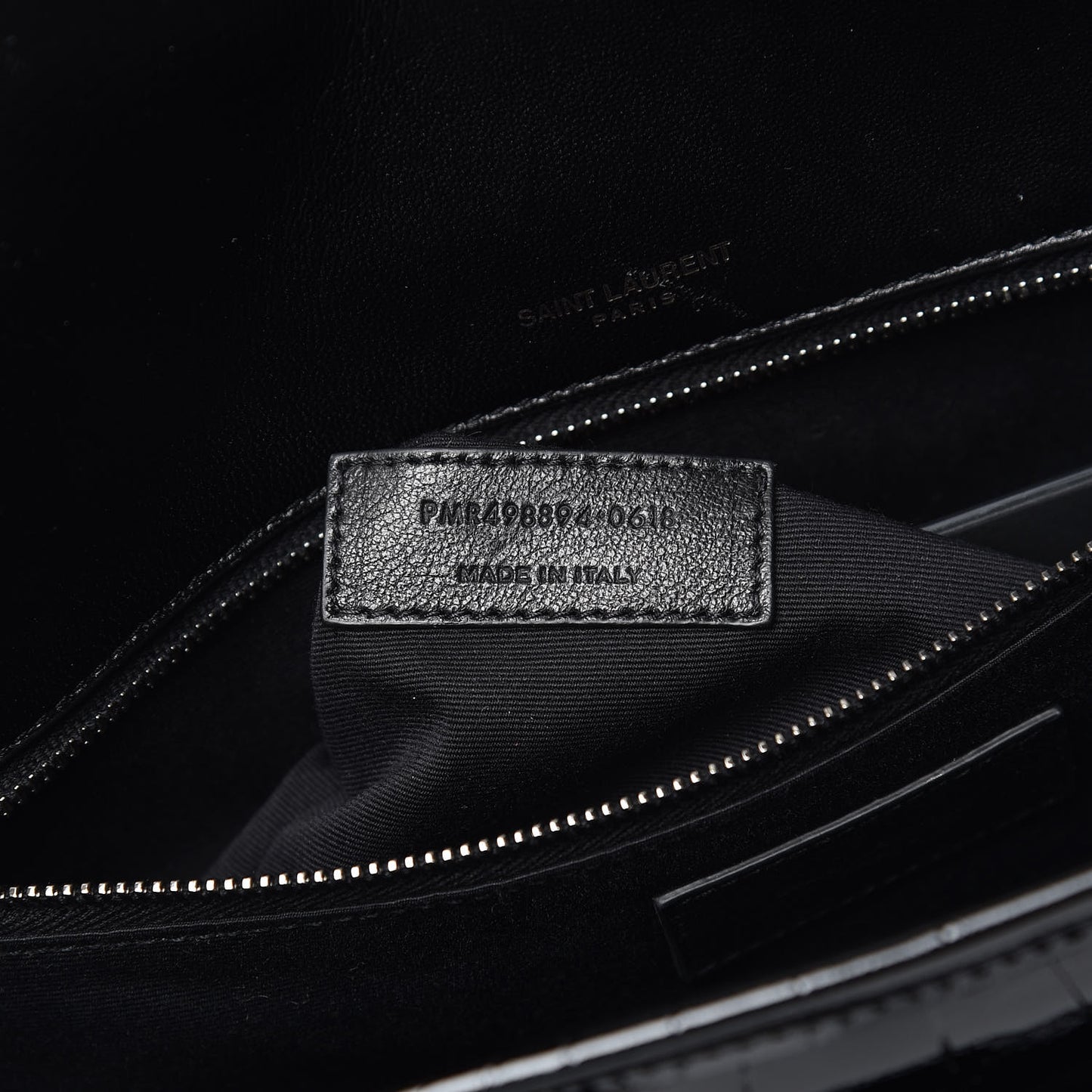 Patent Crocodile Embossed Lambskin Monogram Medium Niki Chain Satchel Black
