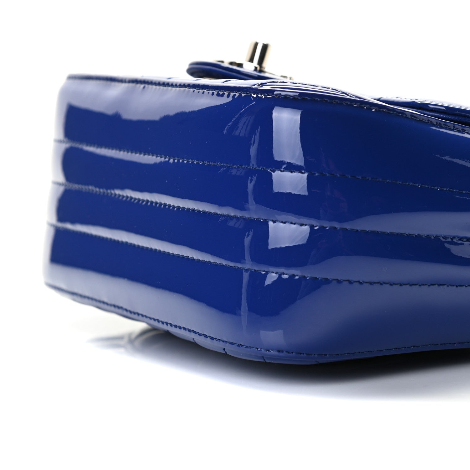 Chanel Patent Chevron Quilted Mini Square Flap Blue 6 of 10