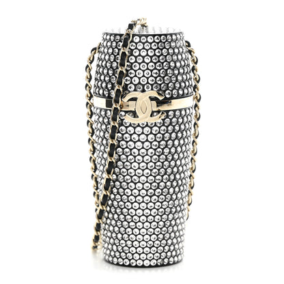 Chanel Metal Resin Lambskin Crystal Lipstick Case Long Necklace On Chain Silver Black Gold 1 of 12