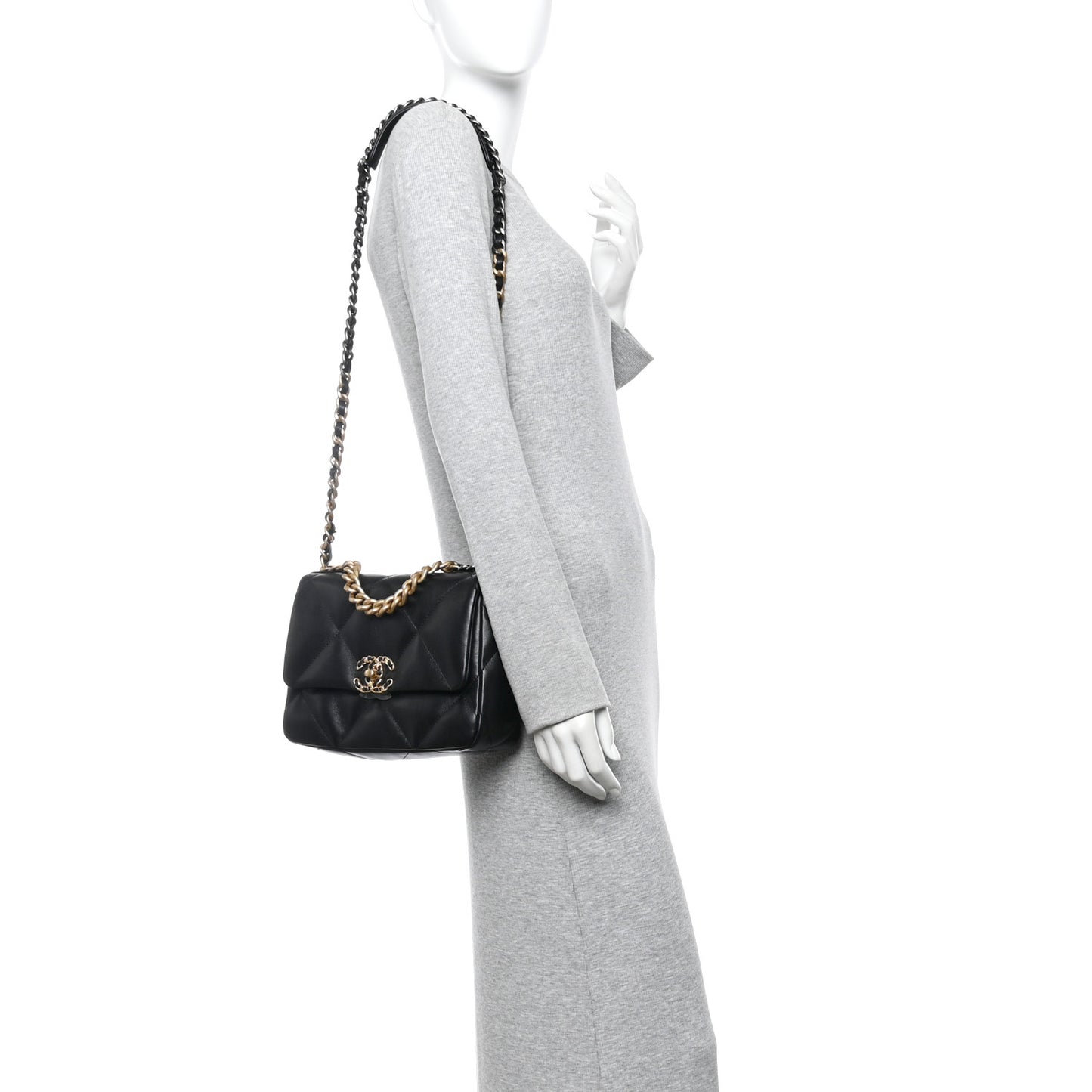 Lambskin Quilted Medium Chanel 19 Flap Black