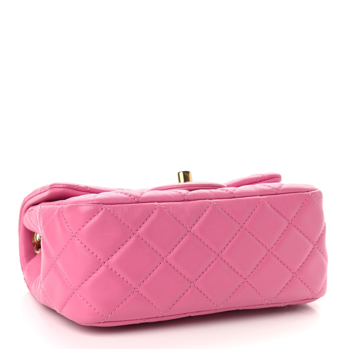 Lambskin Quilted Mini Pearl Crush Flap Pink