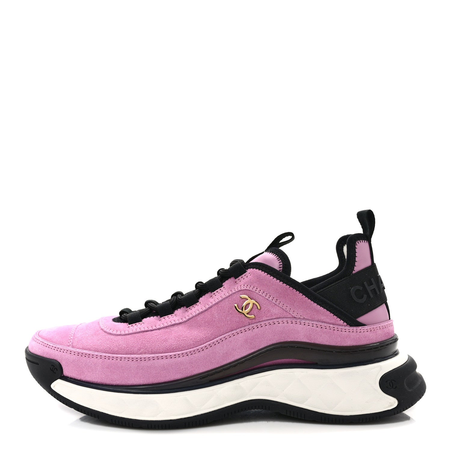 Chanel Suede Calfskin Nylon Grosgrain CC Sneakers 40.5 Dark Pink 1 of 11