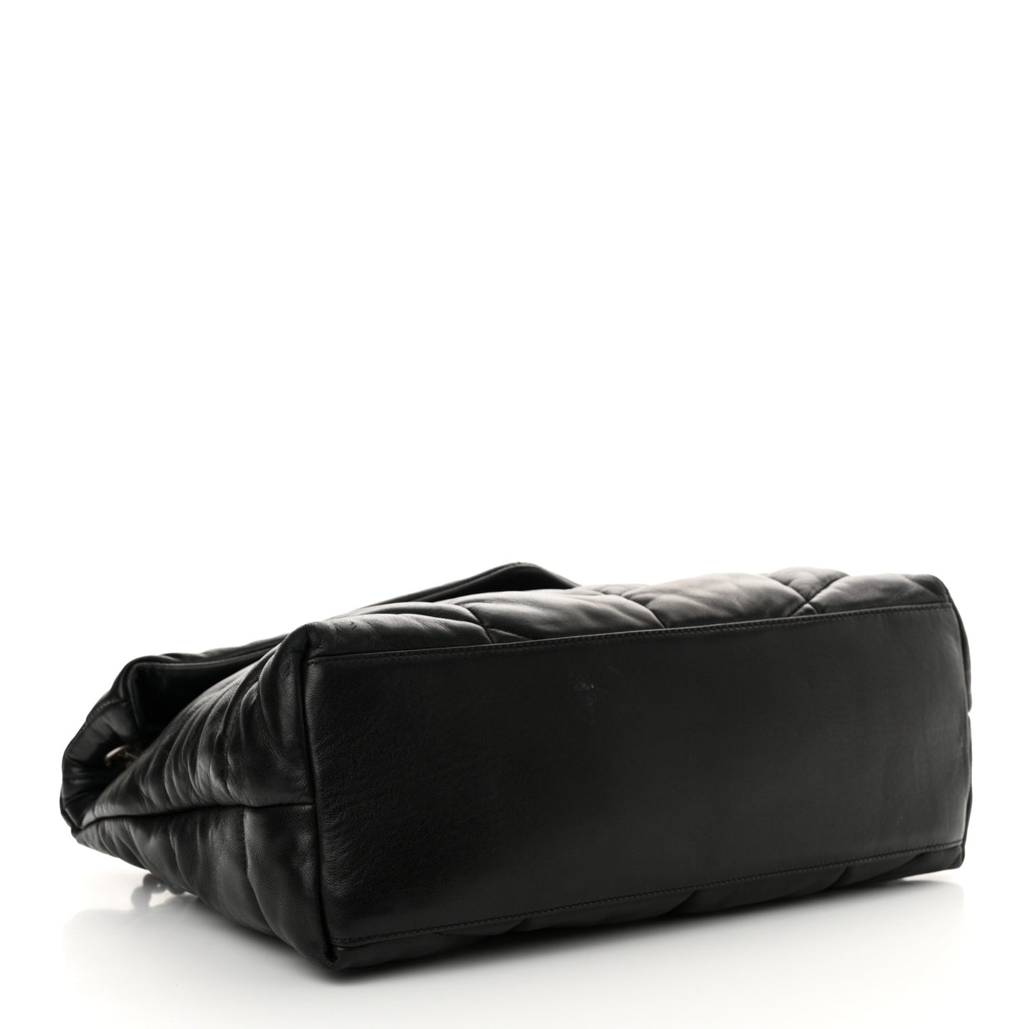 Lambskin Quilted Medium Loulou Puffer Monogram Chain Satchel Black