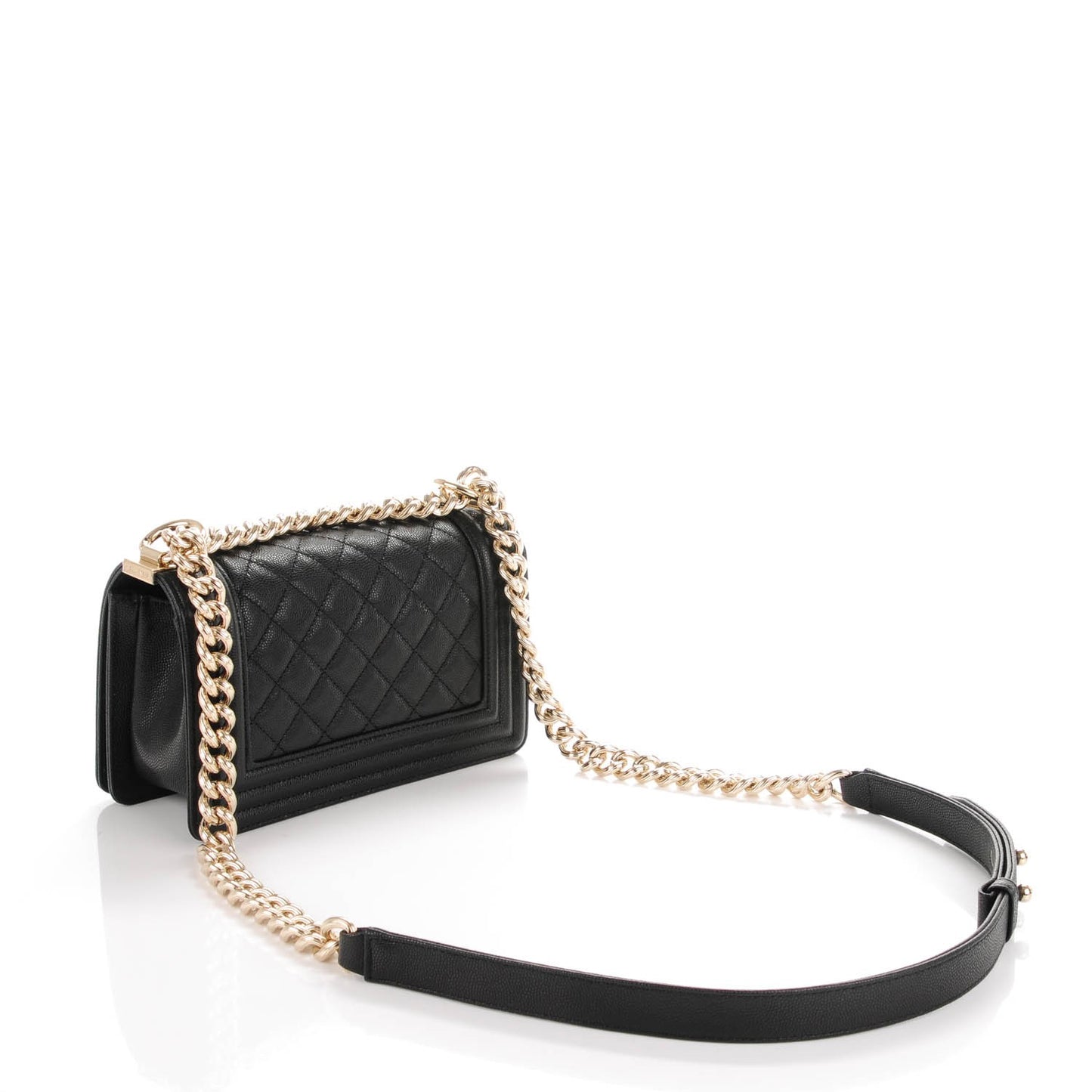 Caviar Quilted Small Boy Flap Black