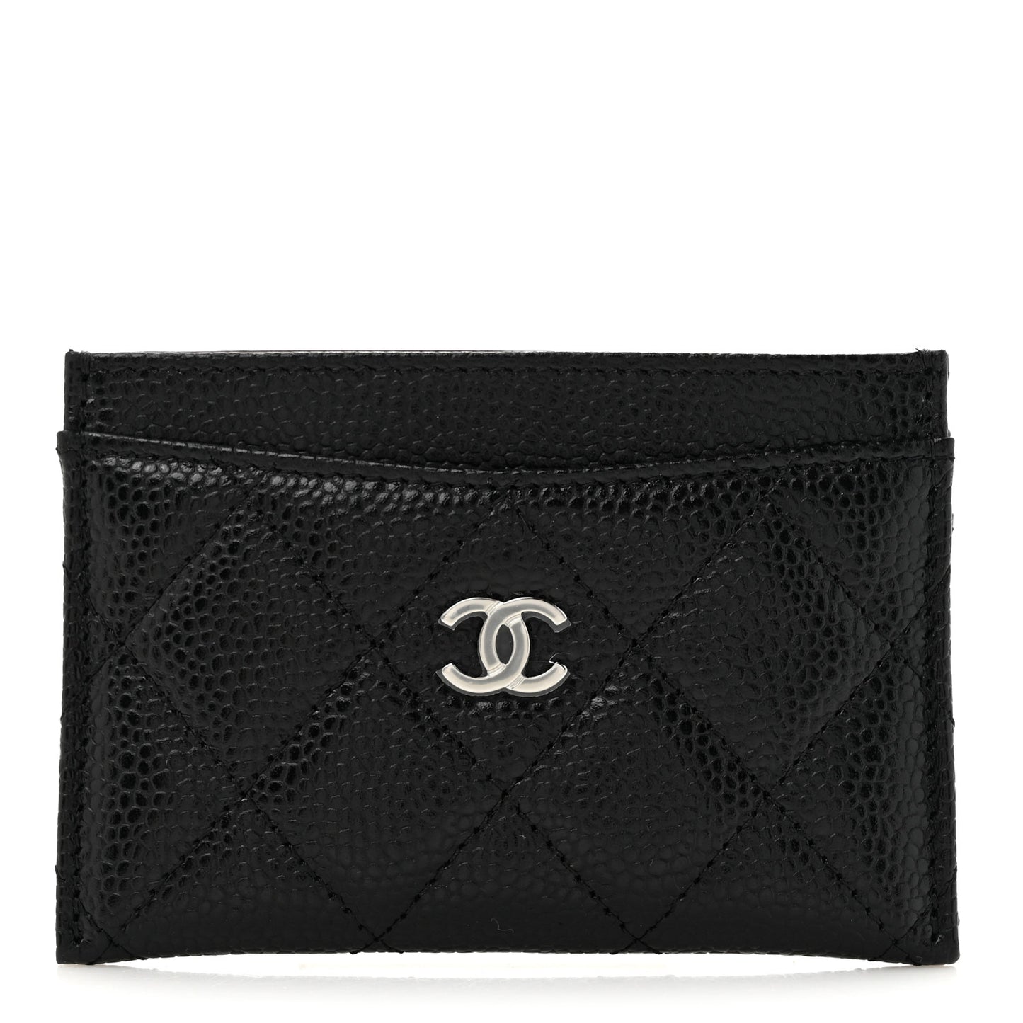 Caviar Quilted Card Holder Black