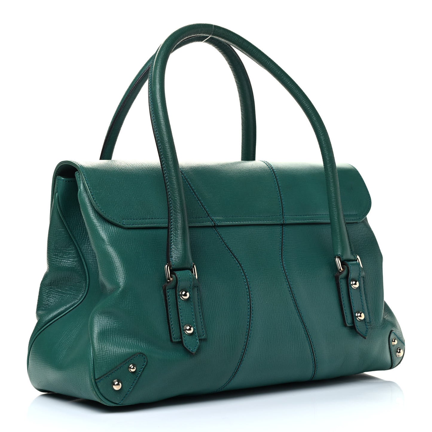 Grained Calfskin Large Horsebit Chain Flap Bag Green