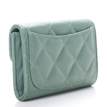 Chanel Iridescent Caviar Quilted Flap Card Holder Wallet Light Blue 3 of 9
