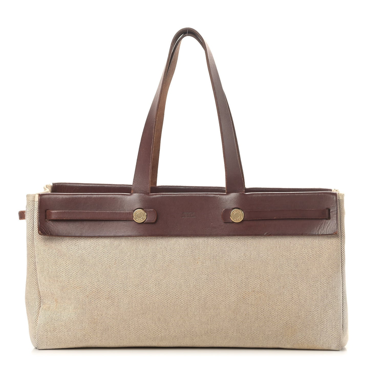 Toile Vache Calfskin Herbag Cabas Havane