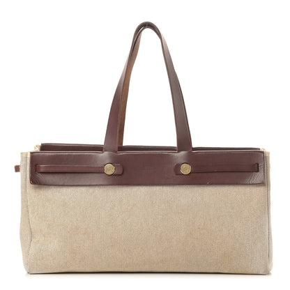 Hermes Toile Vache Calfskin Herbag Cabas Havane 1 of 16
