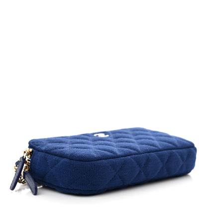 Chanel Jersey Quilted Small Clutch With Chain Navy 4 of 13