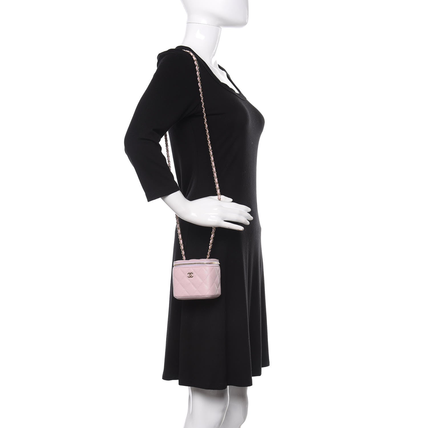 Chanel Caviar Quilted Mini Vanity Case With Chain Light Pink 2 of 11