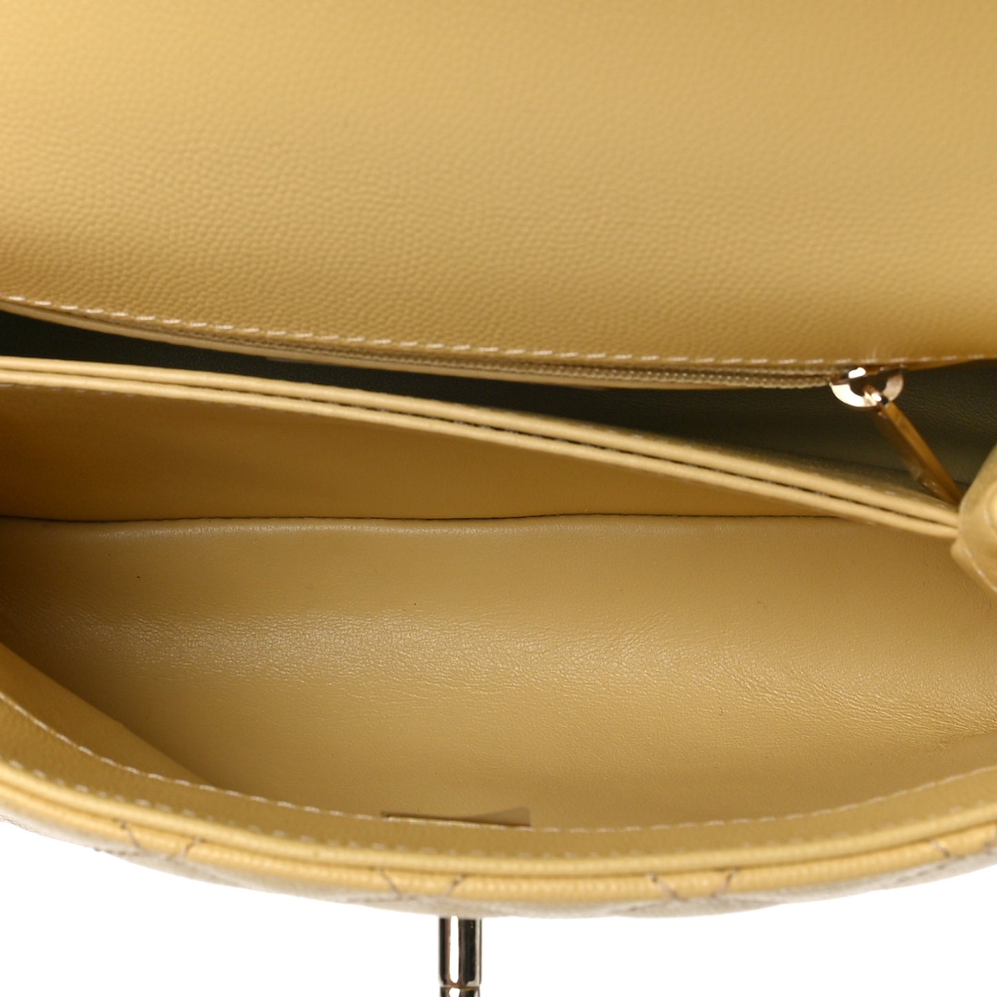 Caviar Quilted Mini Coco Handle Flap Yellow