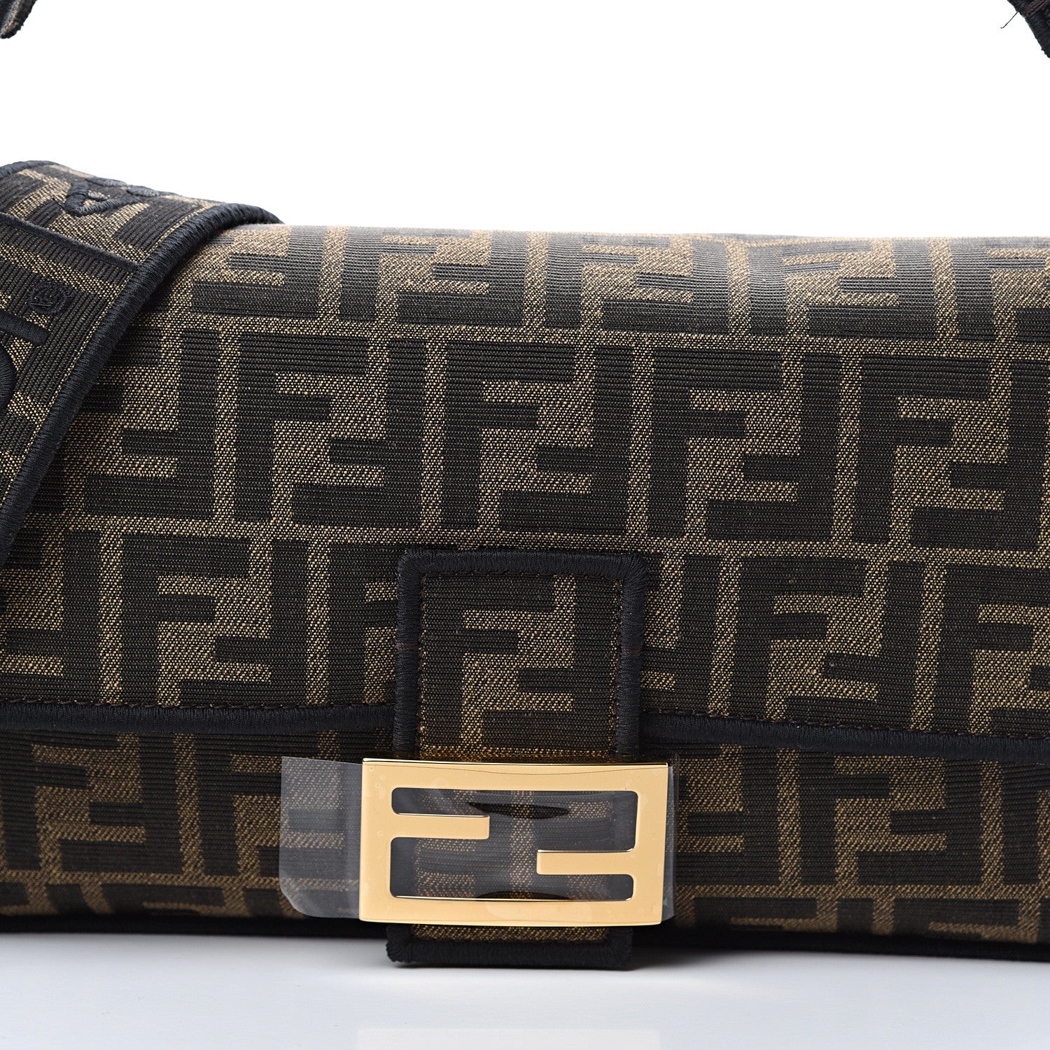 Fendi Fabric Jacquard FF 1974 Medium Baguette Tobacco Moro Black 7 of 9