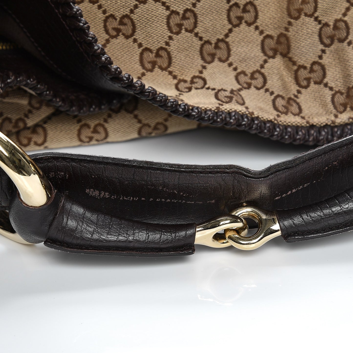 Monogram Large Horsebit Chain Hobo Dark Brown