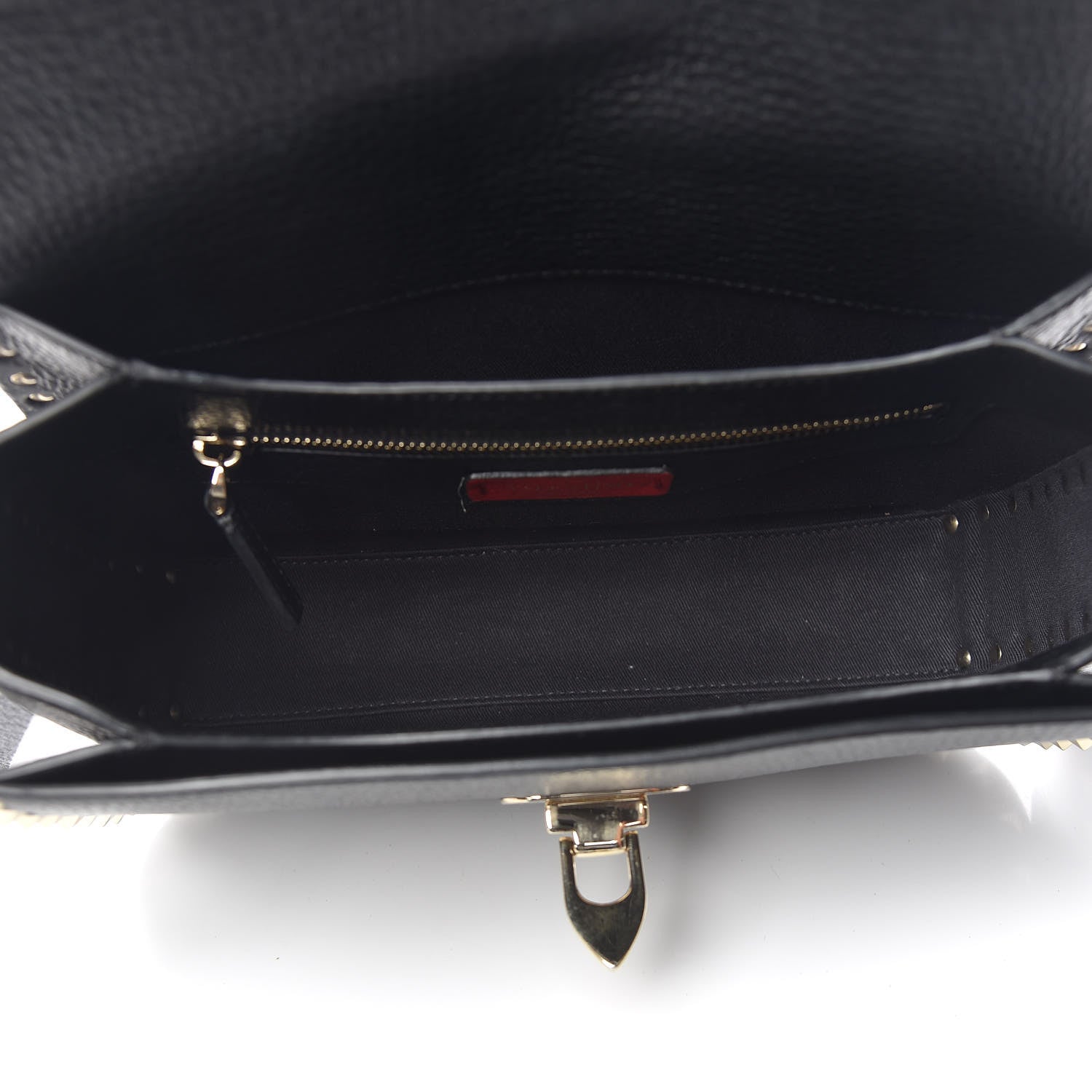 Valentino Garavani Pebbled Calfskin Medium Rockstud Flap Saddle Bag Black 5 of 14