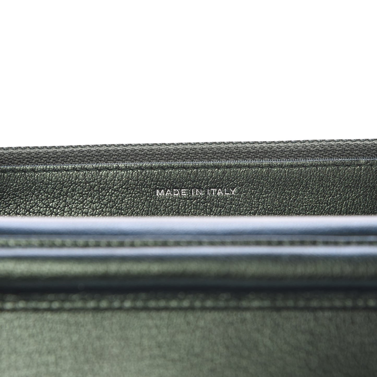 Iridescent Goatskin Quilted Wallet On Chain WOC Green