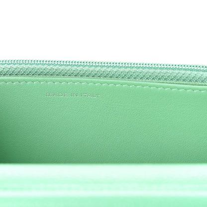 Chanel Caviar Chevron Quilted Wallet On Chain WOC Green 6 of 9