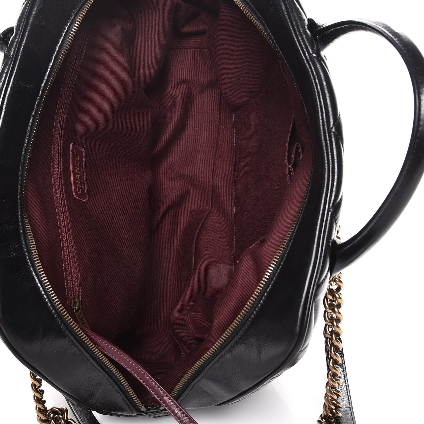 Glazed Calfskin Castle Rock Bowling Bag Black