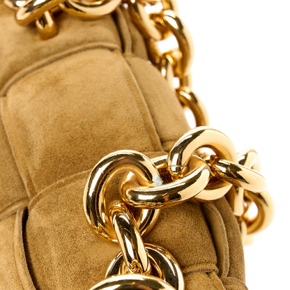 Bottega Veneta Suede Maxi Intrecciato Padded Chain Cassette Crossbody Bag Taupe 13 of 13