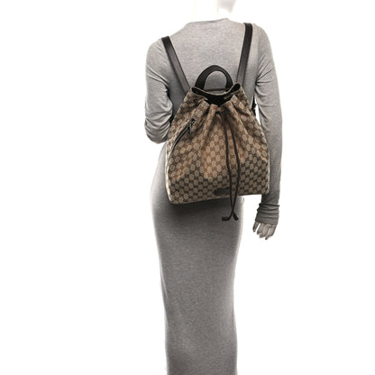 Gucci Monogram Dollar Calfskin O Drawstring Backpack Beige Ebony Testa di Moro Dark Chocolate 2 of 10