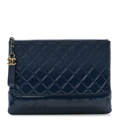 Chanel Patent Goatskin Quilted Medium Gabrielle Cosmetic Case Dark Blue 1 of 9