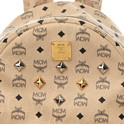 MCM Visetos Medium Sprinkle Stud Stark Backpack Beige 9 of 17