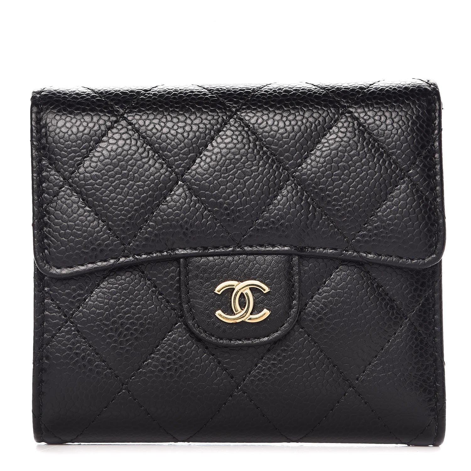 Chanel Caviar Quilted Compact Flap Wallet Black 1 of 8