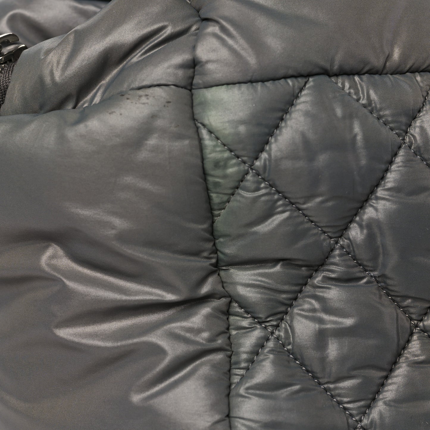 Nylon Quilted Large Coco Cocoon Reversible Tote Grey