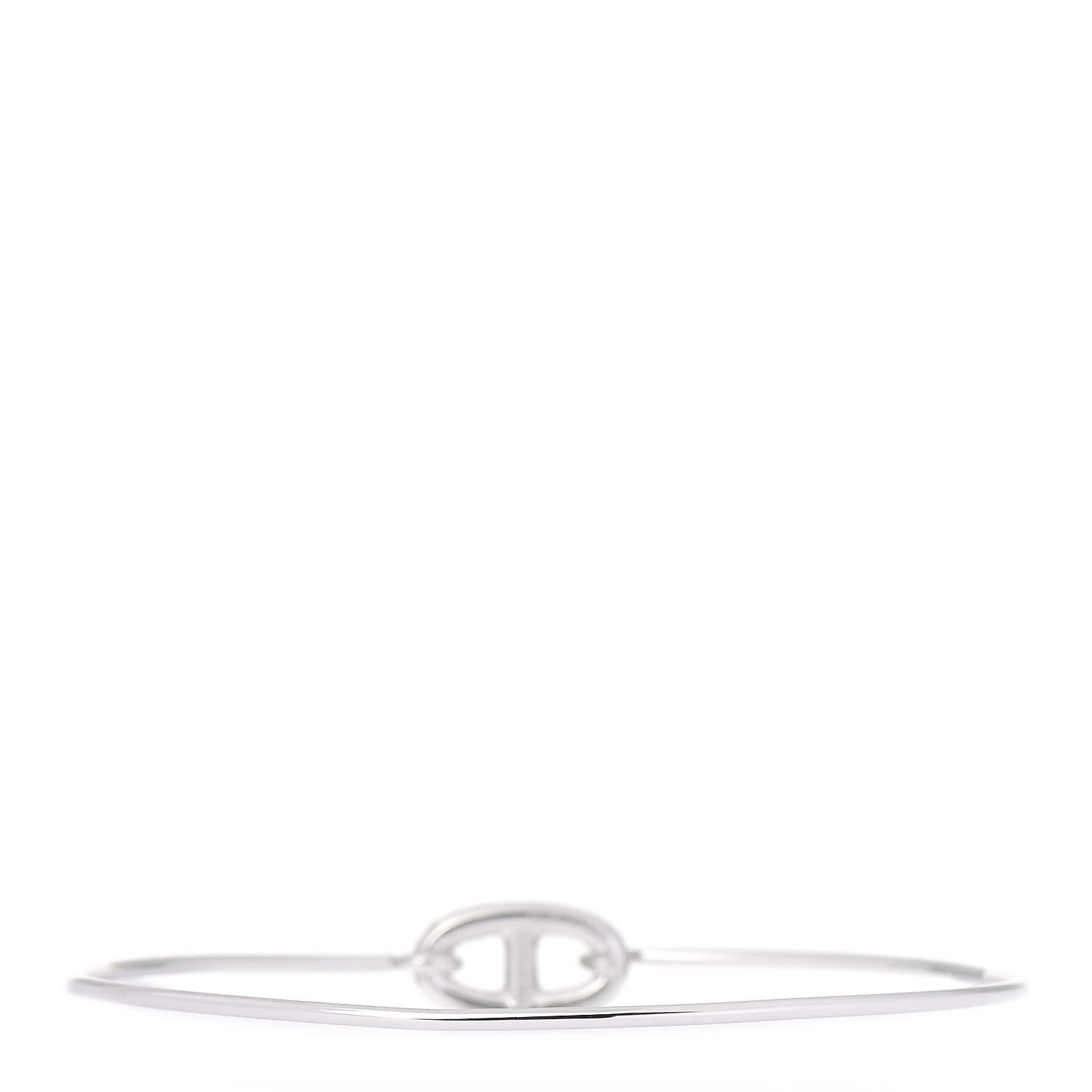 Hermes 18K White Gold Diamond PM Ronde Chaine d'Ancre Bracelet ST 3 of 5
