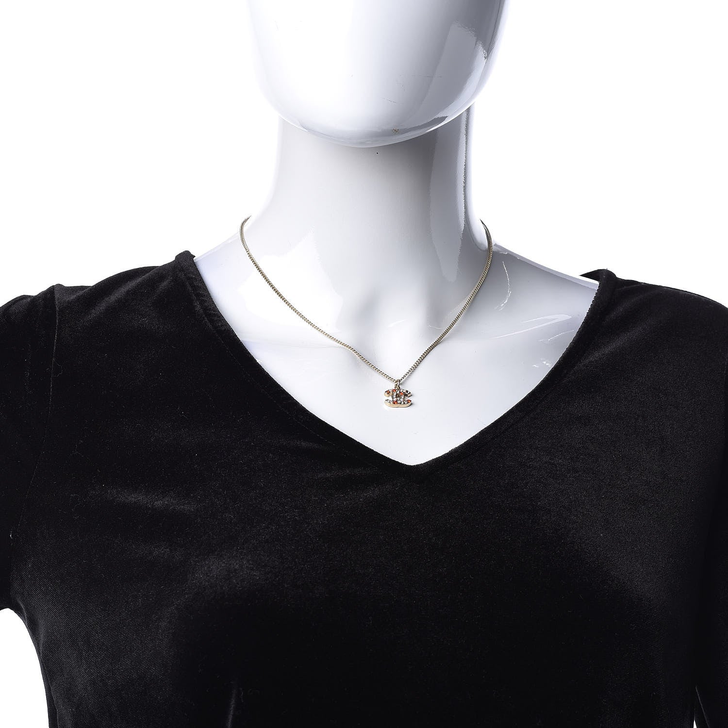 Chanel Crystal CC Necklace Gold Multicolor 2 of 5