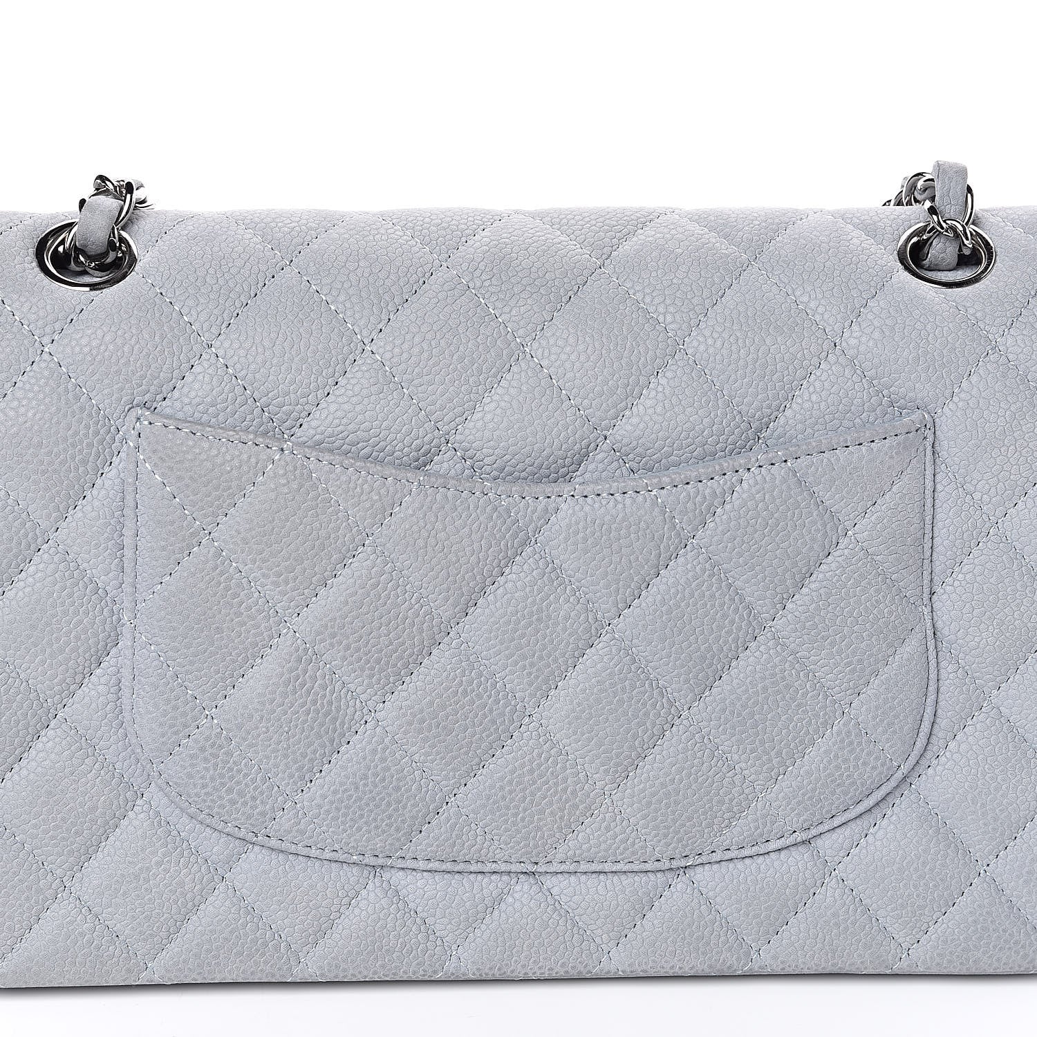 Chanel Iridescent Caviar Quilted Medium Double Flap Light Grey 10 of 14