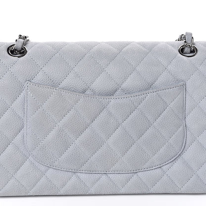 Chanel Iridescent Caviar Quilted Medium Double Flap Light Grey 10 of 14