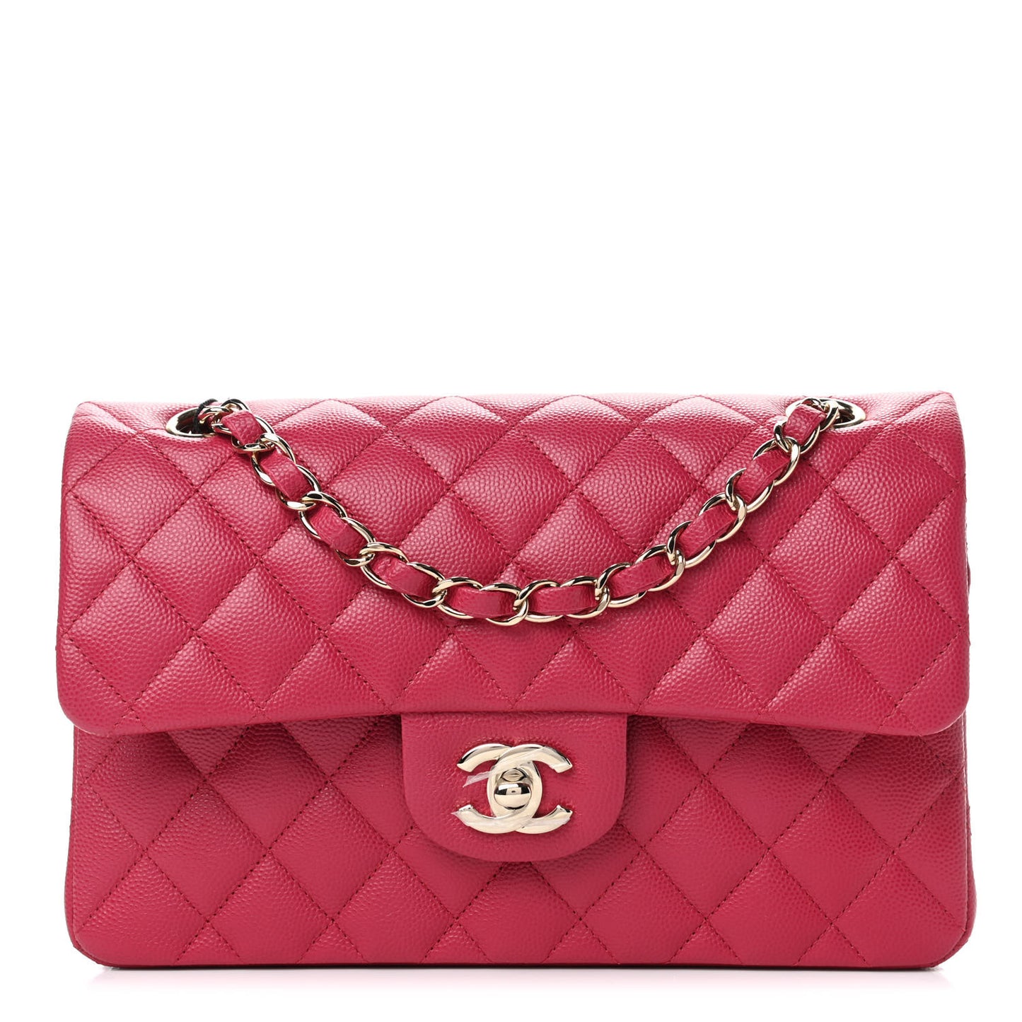 Caviar Quilted Small Double Flap Dark Pink