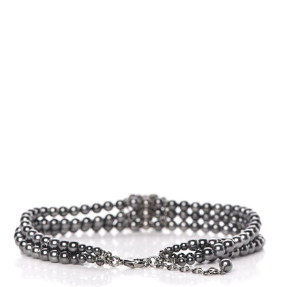 Chanel Ruthenium Beaded Crystal CC Chain Choker Necklace Grey 3 of 6