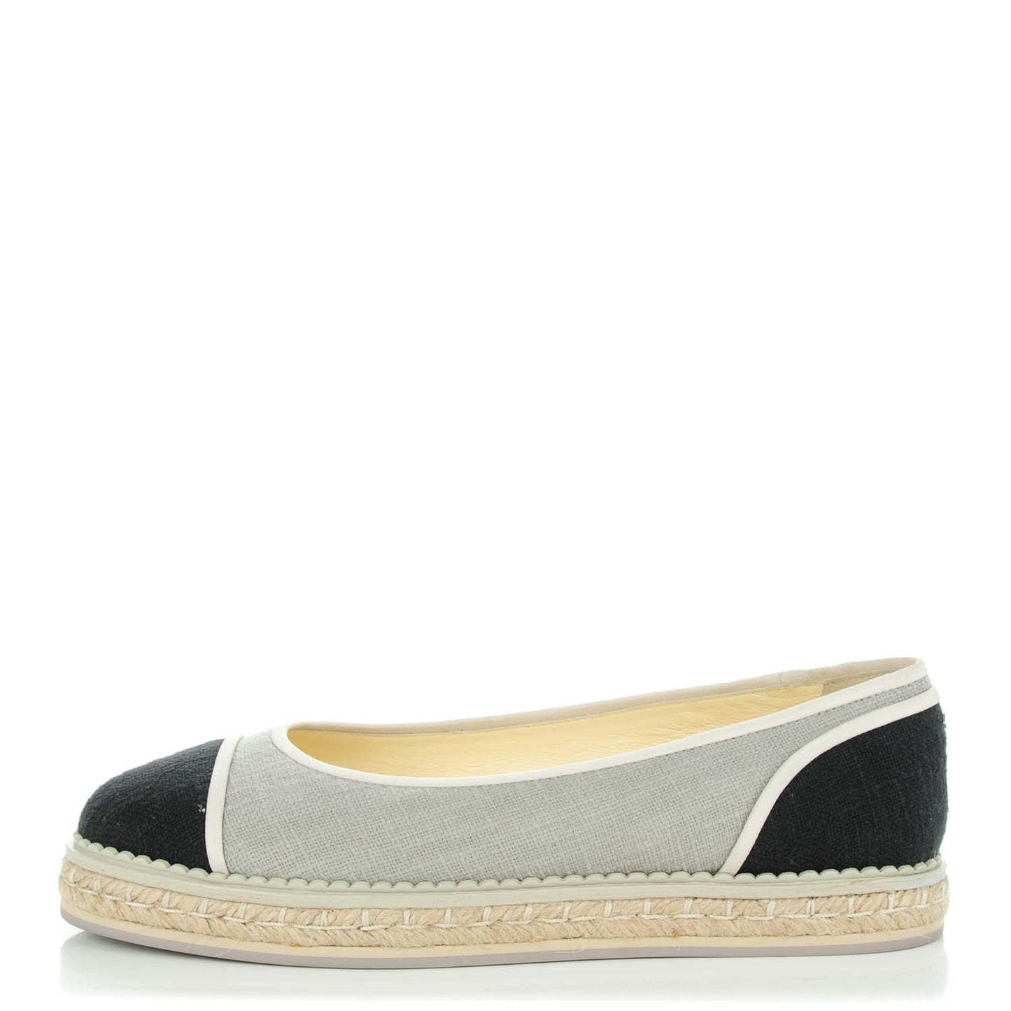 Cotton Espadrilles Flats 39 Grey Black