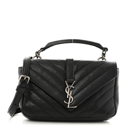 Saint Laurent Sheepskin Matelasse Chevron Monogram College Chain Wallet Black 1 of 12