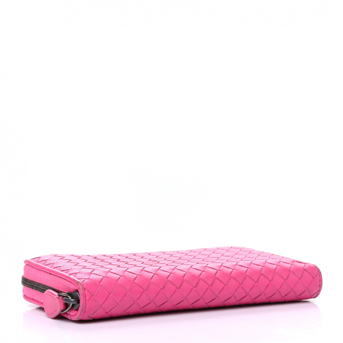 Nappa Intrecciato Zip Around Wallet Rosa Shock