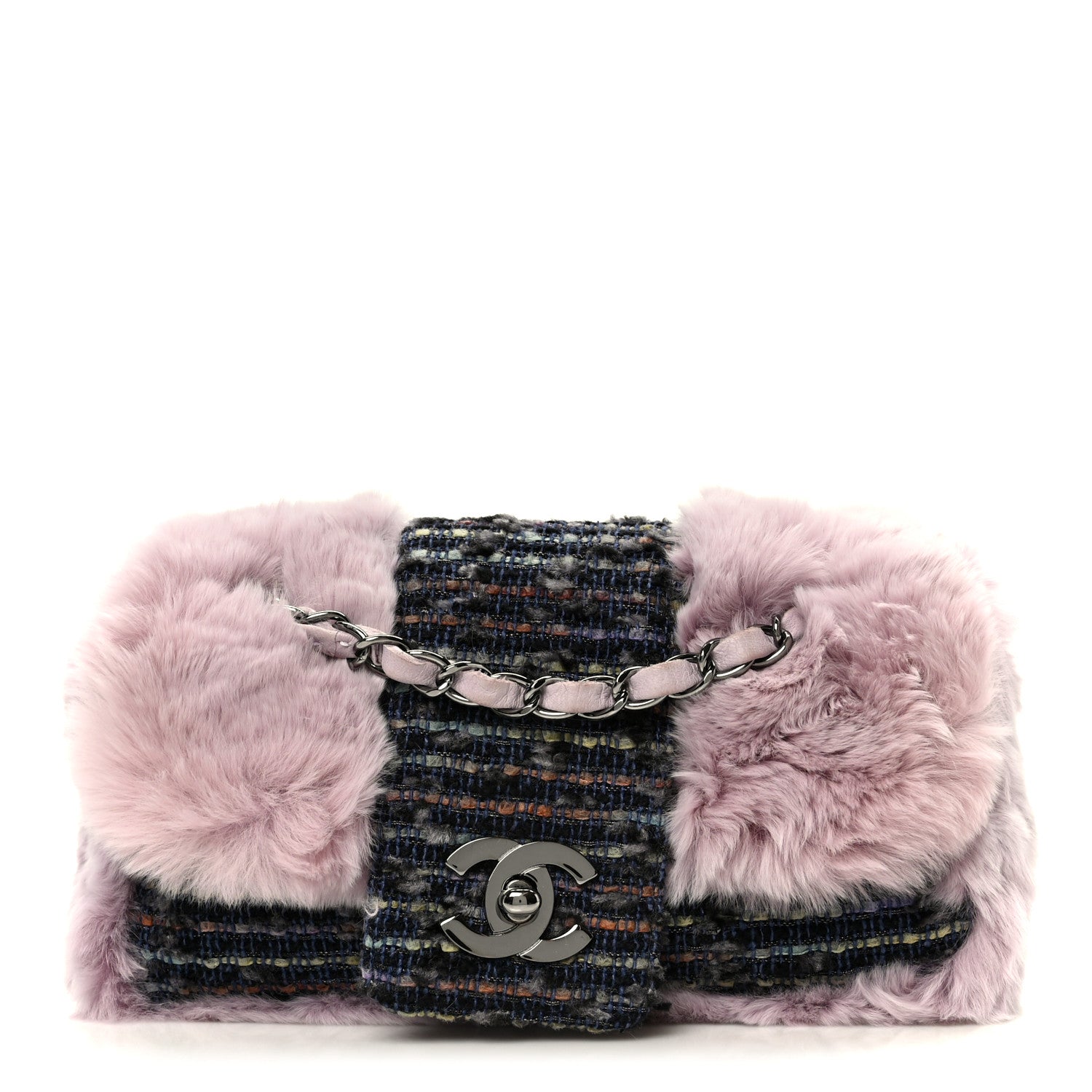 Chanel Rabbit Fur Tweed Small Fantasy Flap Lilac 1 of 12