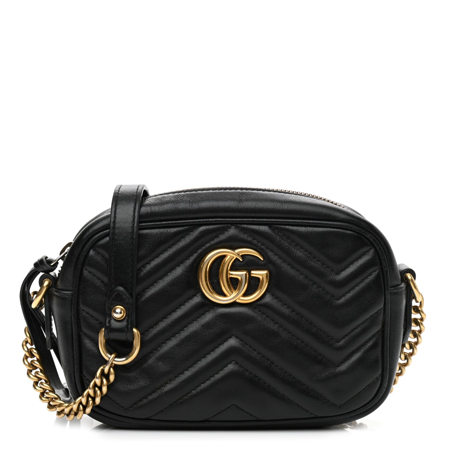 Calfskin Matelasse Mini GG Marmont Chain Shoulder Bag Black