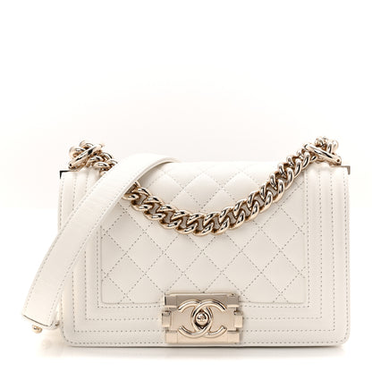 Chanel Caviar Quilted Small Boy Flap White 1 of 11