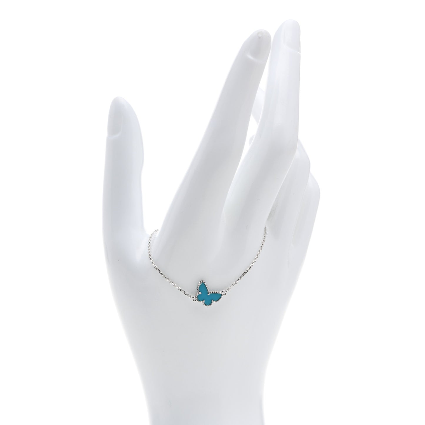 18K White Gold Turquoise Sweet Alhambra Butterfly Bracelet