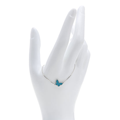 Van Cleef & Arpels 18K White Gold Turquoise Sweet Alhambra Butterfly Bracelet 2 of 6