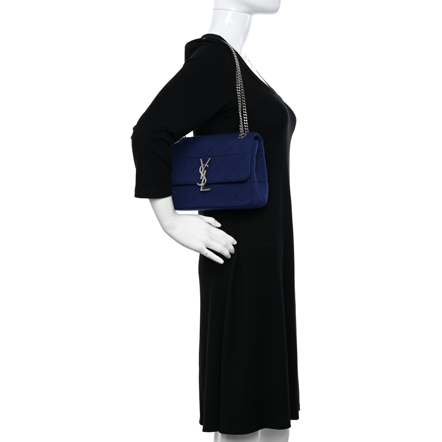 Saint Laurent Jersey Wool Patchwork Monogram Medium Jamie Baguette Purple 2 of 12