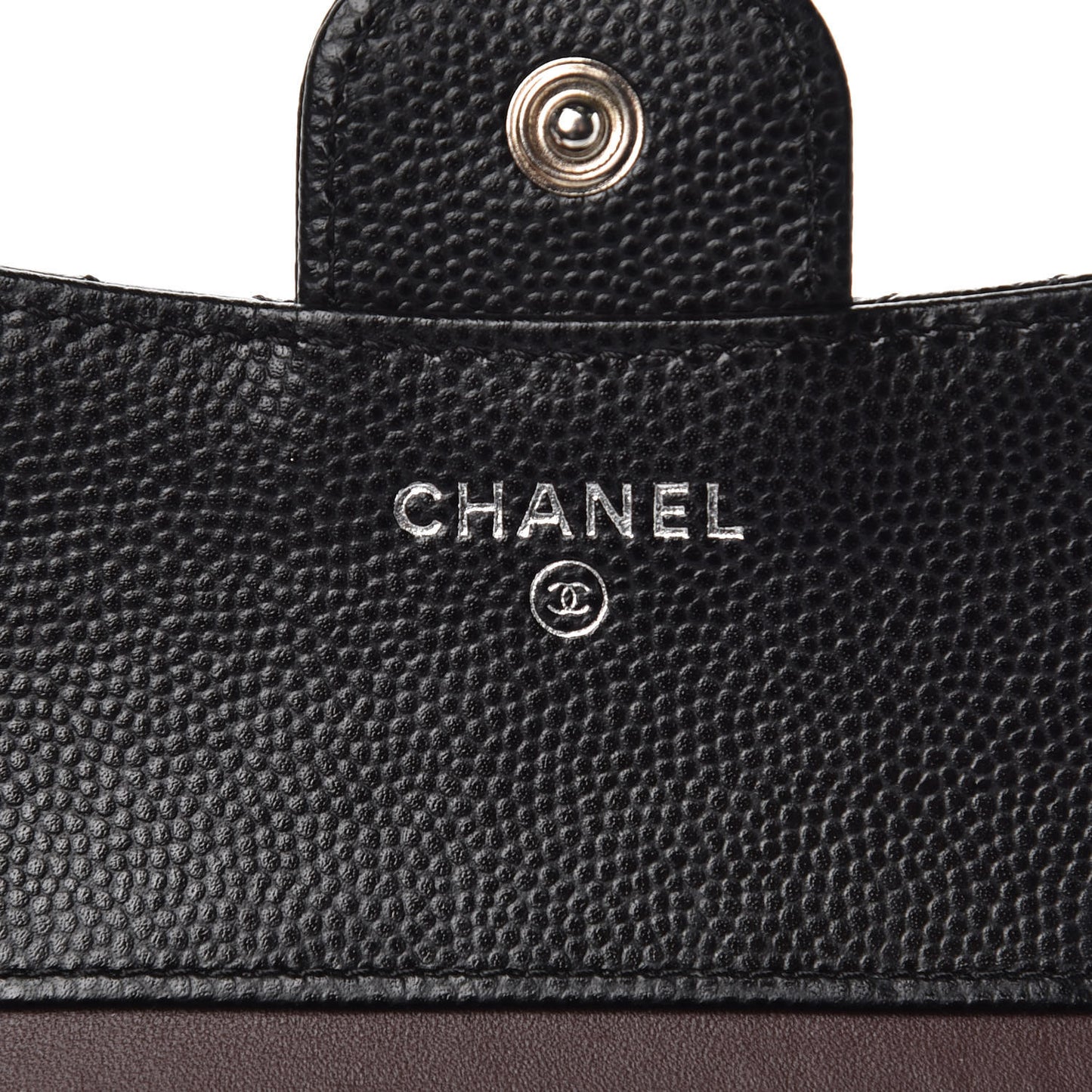 Caviar Chevron Quilted Compact Flap Wallet Black