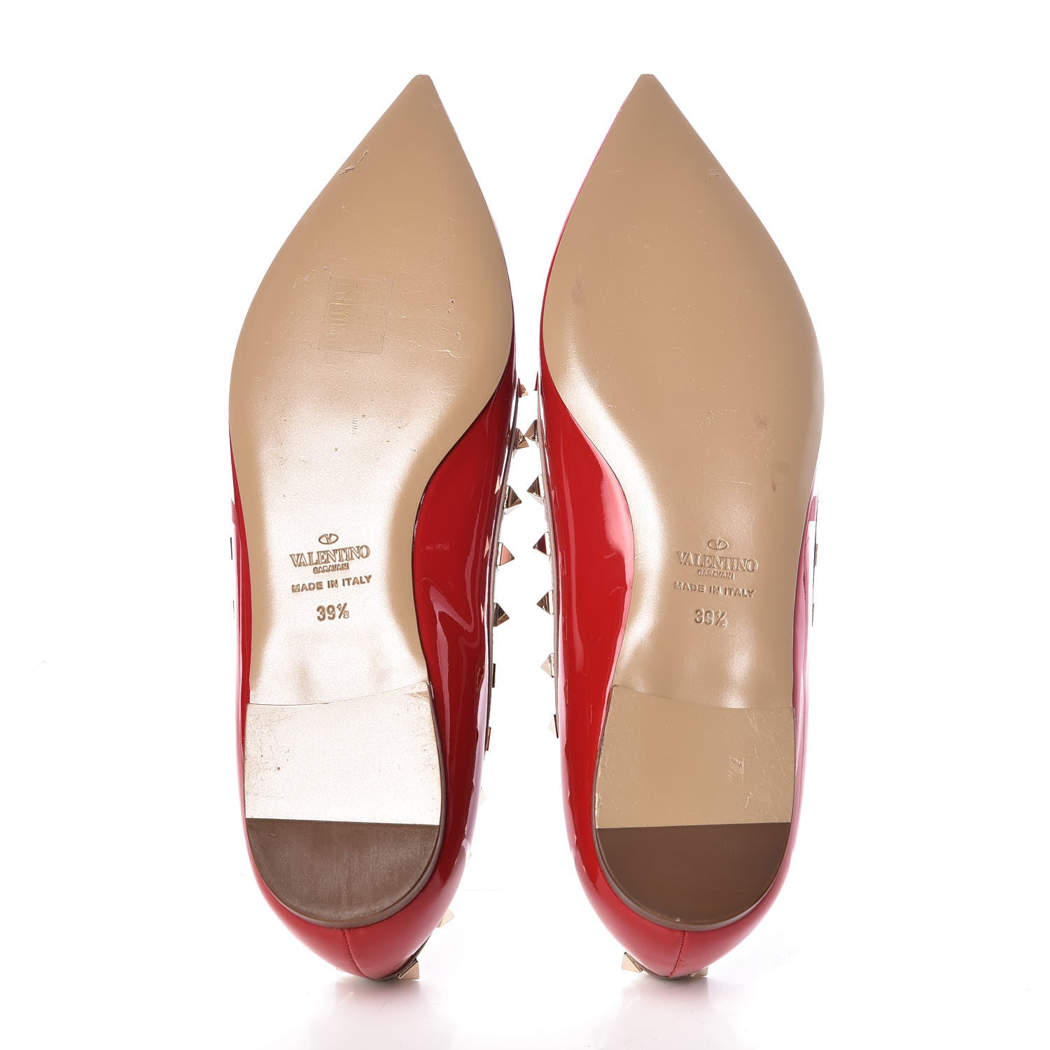 Valentino Garavani Patent Nappa Rockstud Ballerina Flats 39.5 Rosso Valentino Poudre 7 of 10
