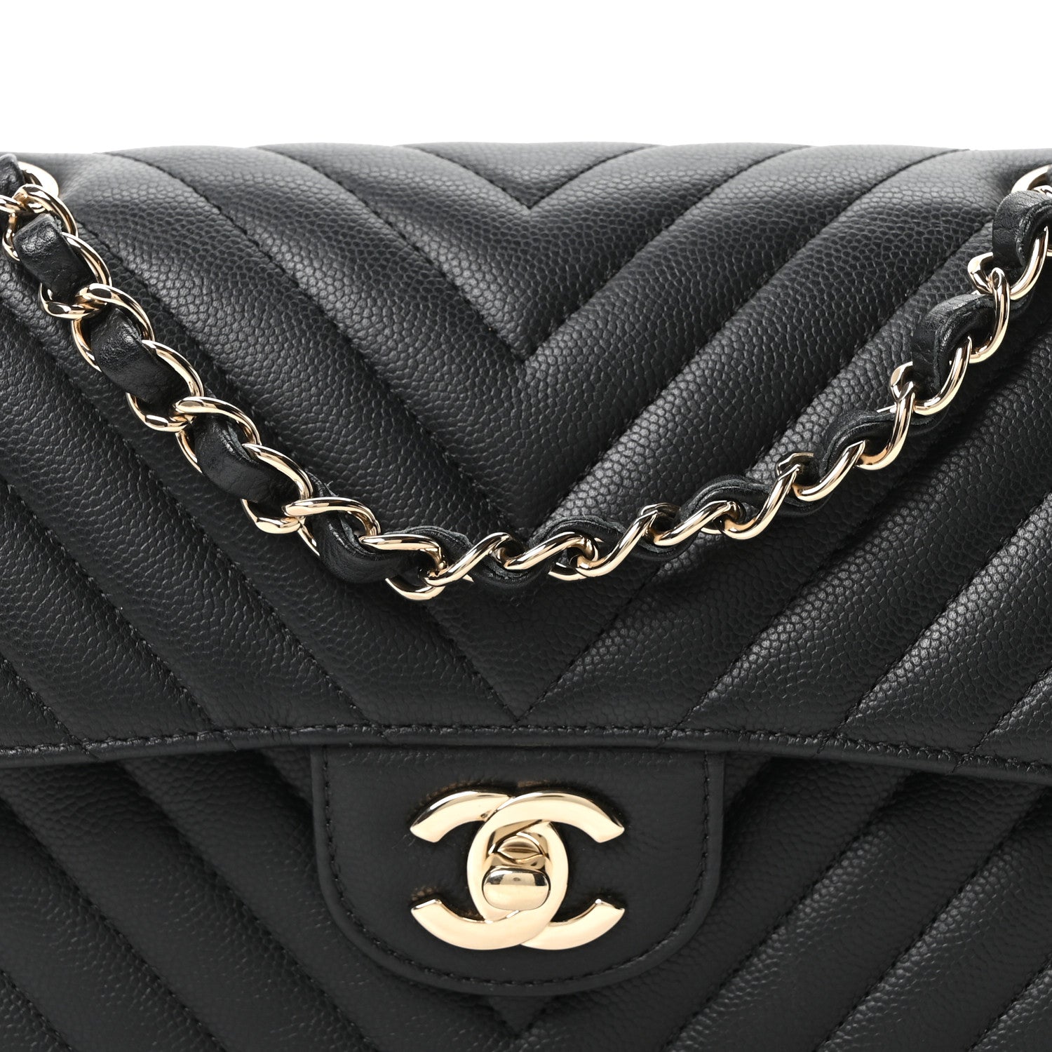 Chanel Caviar Chevron Quilted Small Double Flap Black 8 of 10