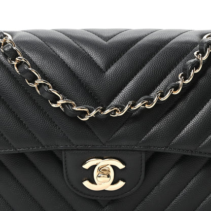 Chanel Caviar Chevron Quilted Small Double Flap Black 8 of 10